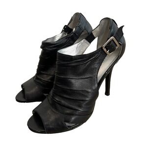 Guess Heels Black‎ Leather Peep Toe High Heel Booties Sandal size 7.5 M